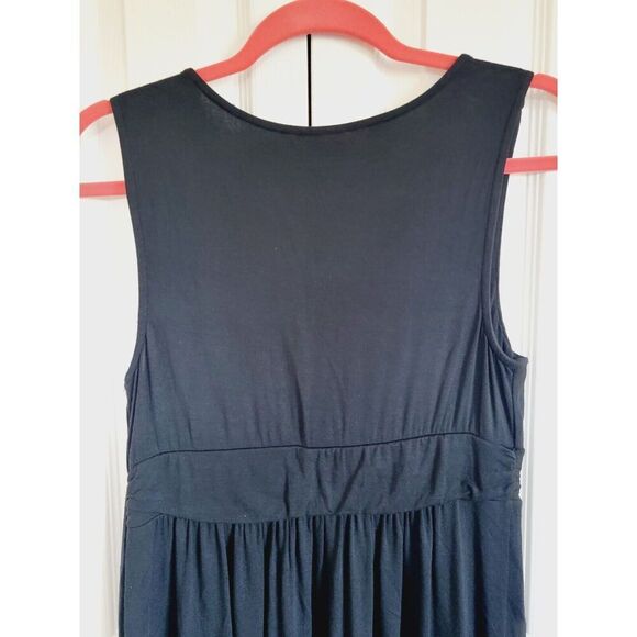 Soma M Sleeveless Dress Twist Front V-Neck Black Stretch Jersey‎ Sleeveless - Picture 2 of 6